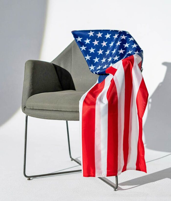 American Flag over Chair